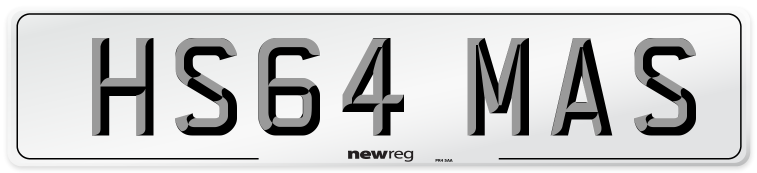 HS64 MAS Number Plate from New Reg